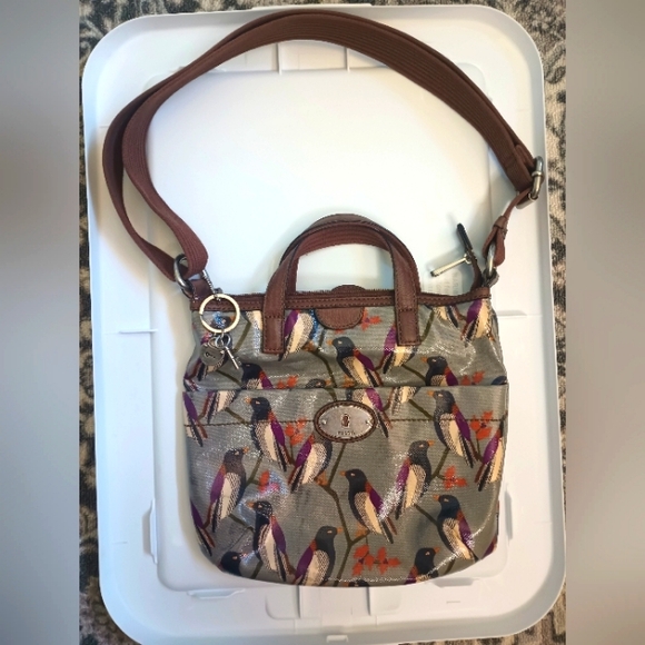 Fossil Handbags - Fossil Key Per Bird Crossbody Bag Vinyl Charms Artsy Eclectic Bohemian